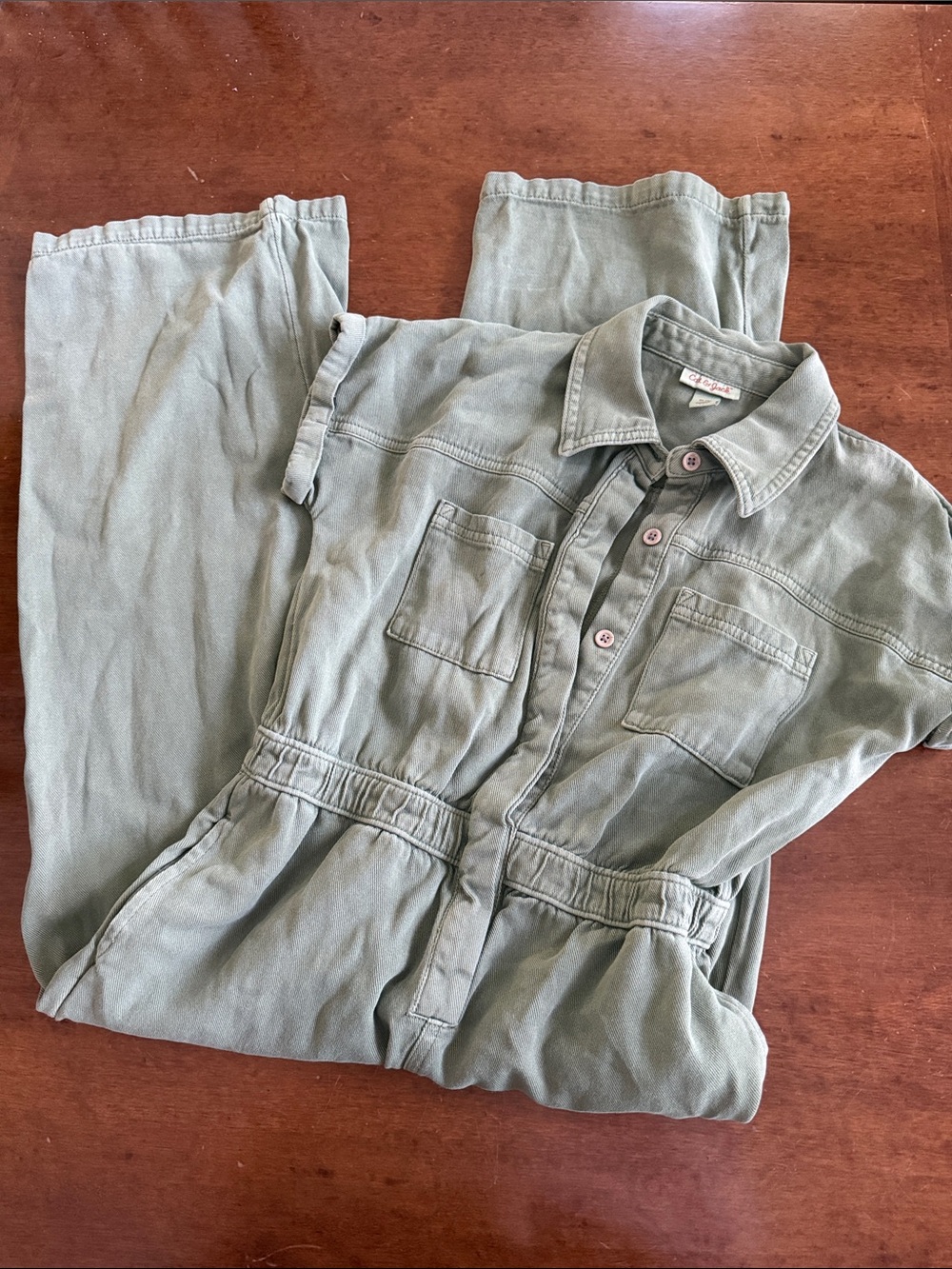 Cat & Jack Olive Green Short-Sleeve Utility Jumpsuit